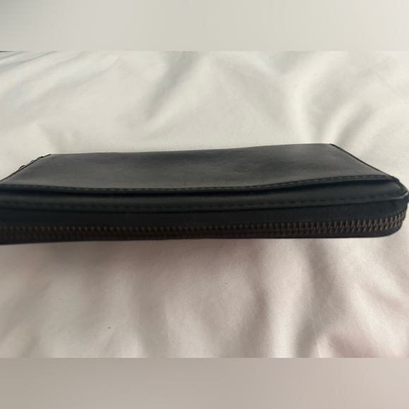 Fossil Leather Multifunction Zip Around Clutch Wallet Black Vintage - Picture 3 of 5